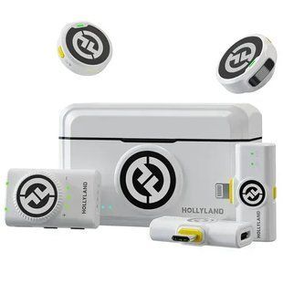Бездротова мікрофонна система Hollyland LARK M2 Combo (IVORY WHITE) (на 2 персони) (3.5 мм, USB-C, Lightning) 8624 фото